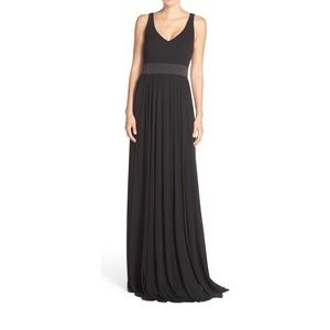 Vera Wang V-Neck Jersey Gown
